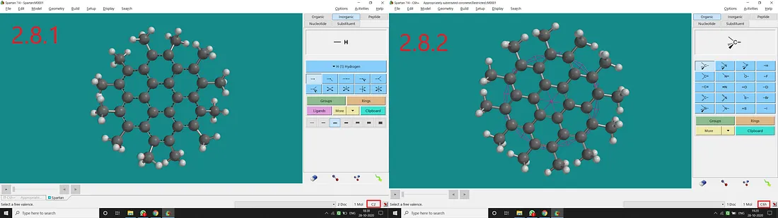 Methyl substituted coronene normal structure and point group (2.8.1) and Methyl substituted coronene restricted structure and point group (2.8.2)