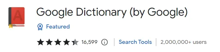 Google Dictionary (by Google) Chrome Extension