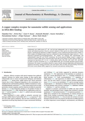 A copper complex receptor for nanomolar sulfide sensing and applications in DNA/BSA binding