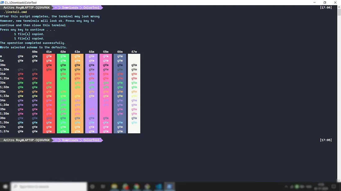 Terminal after running install.cmd